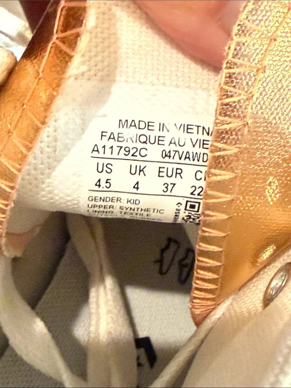 Converse Kids Metallic Rose Gold High Top Sneakers 4.5